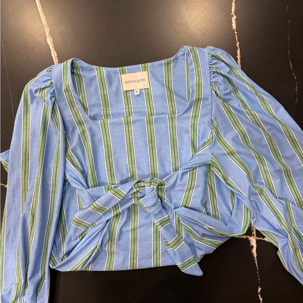 Smith & Quinn Blue and Green Striped Mini Dress